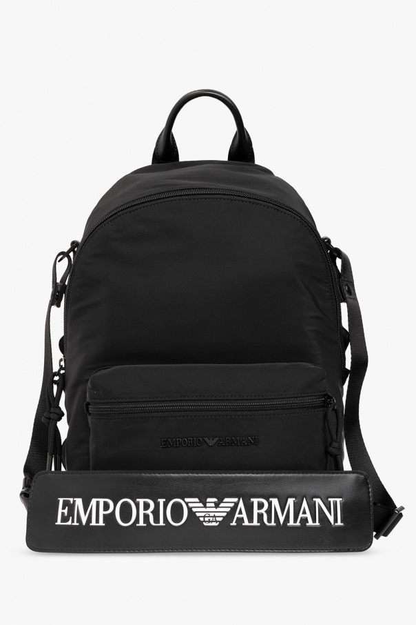 Black Backpack with logo Emporio Armani Giorgio Armani logo